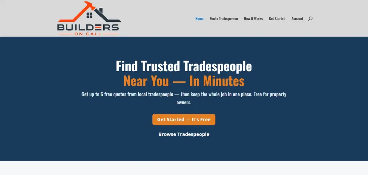 Screenshot of the Builders On Call website
